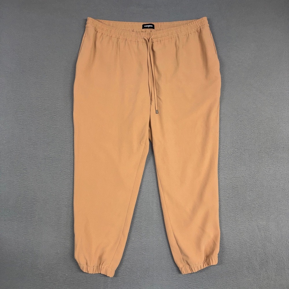 Express Pants Women XL Brown Jogger High Rise Ankle Elastic Waist Drawstring